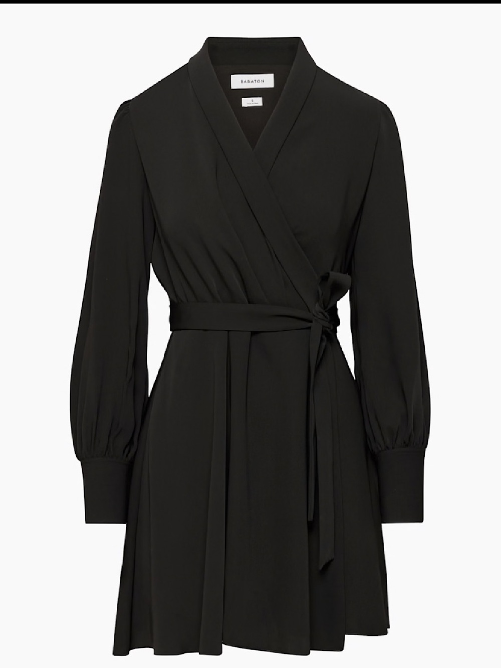 Babaton Aritzia Hyde Black Wrap Dress with Long Sleeves - Picture 5 of 9